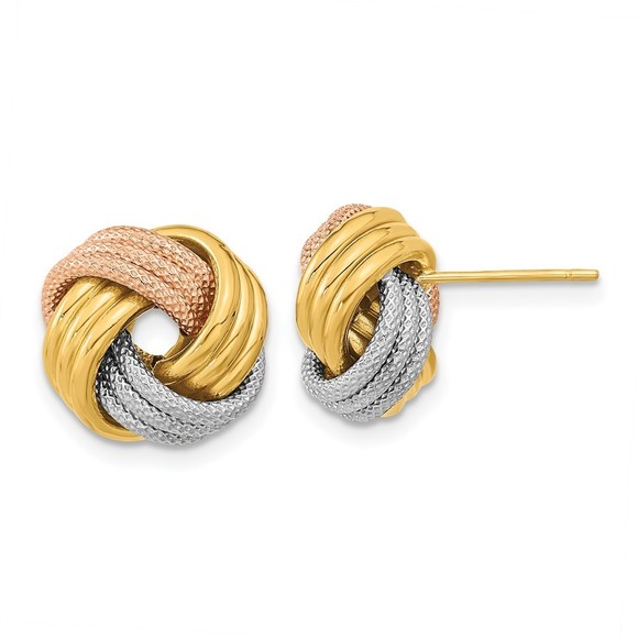 10k Yellow Gold Yellow White & Rose RH Triple Love Knot...
